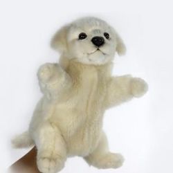 *** CHIEN BLANC MARIONNETTE 28CM